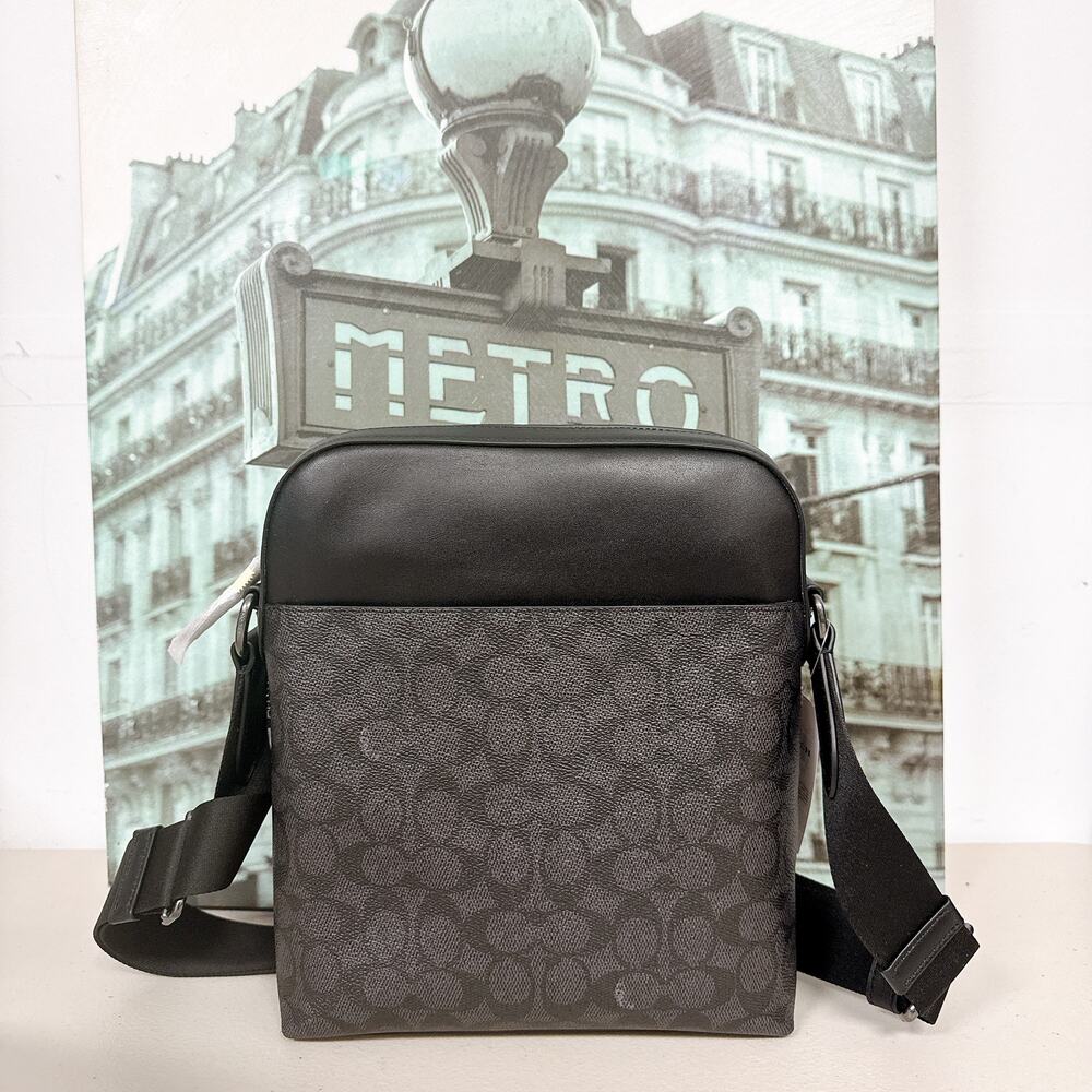Coach CZ398 Houston Flight Bag In Signature Canvas IN Black